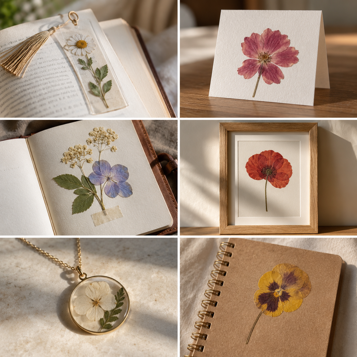 Creative ideas made with pressed flowers